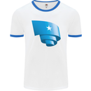 Curled Somalia Flag Somalian Day Football Mens Ringer T-Shirt White/Royal Blue