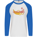 Censored Banana Funny Rude Sexy Mens L/S Baseball T-Shirt White/Royal Blue