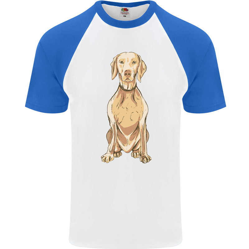 A Hungarian Vizsla Posing Dog Mens S/S Baseball T-Shirt White/Royal Blue