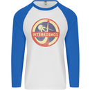 INTERKOSMOS Sputnik Soviet Space USSR CCCP Mens L/S Baseball T-Shirt White/Royal Blue