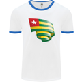 Curled Togo Flag Togolese Day Football Mens Ringer T-Shirt White/Royal Blue