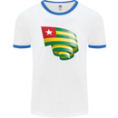 Curled Togo Flag Togolese Day Football Mens Ringer T-Shirt White/Royal Blue