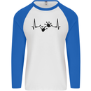 Lizard ECG Gekko Pulse Bearded Dragon Mens L/S Baseball T-Shirt White/Royal Blue