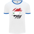 Torn Syria Flag Syrian Day Football Mens Ringer T-Shirt White/Royal Blue