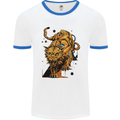 A Steampunk Lion Mens Ringer T-Shirt White/Royal Blue