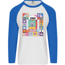 A Vibrant Virgo Zodiac Star Sign Mens L/S Baseball T-Shirt White/Royal Blue