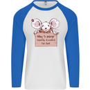 Hungry Mouse Mens L/S Baseball T-Shirt White/Royal Blue