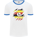 Torn Uganda Flag Ugandan Day Football Mens Ringer T-Shirt White/Royal Blue
