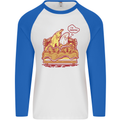 A Naked Banana Cold in Bed Mens L/S Baseball T-Shirt White/Royal Blue