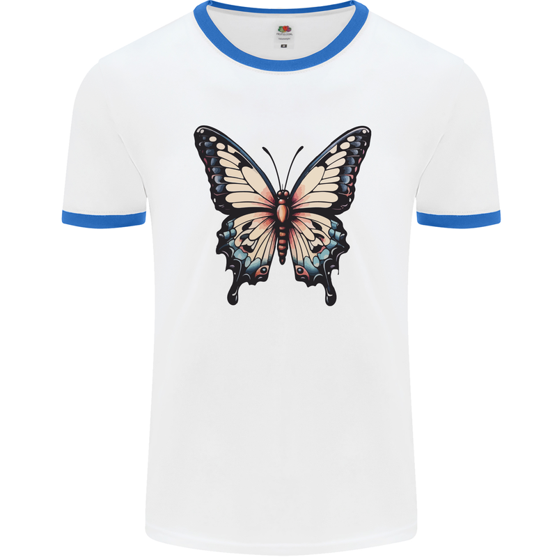 A Stunning Butterfly Mens Ringer T-Shirt White/Royal Blue