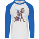 Gemini Star Sign Astrological Zodiac Mens L/S Baseball T-Shirt White/Royal Blue