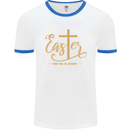 Easter For He is Risen Christian Christianity Jesus Mens Ringer T-Shirt White/Royal Blue