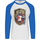 Knights Templar England St Georges Day Mens L/S Baseball T-Shirt White/Royal Blue