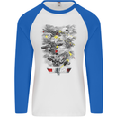 Dog Fight Parody Airforce RAF Funny Mens L/S Baseball T-Shirt White/Royal Blue