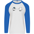 Ctrl Esc Funny Keyboard Police Gaming Gamer Mens L/S Baseball T-Shirt White/Royal Blue