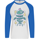 Funny Sliced Sushi Fish Fishing Fisherman Mens L/S Baseball T-Shirt White/Royal Blue