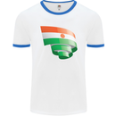 Curled Niger Flag Nigerien Day Football Mens Ringer T-Shirt White/Royal Blue