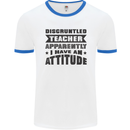 Teacher Attitude Funny Teaching Games PE Geography Mens Ringer T-Shirt White/Royal Blue