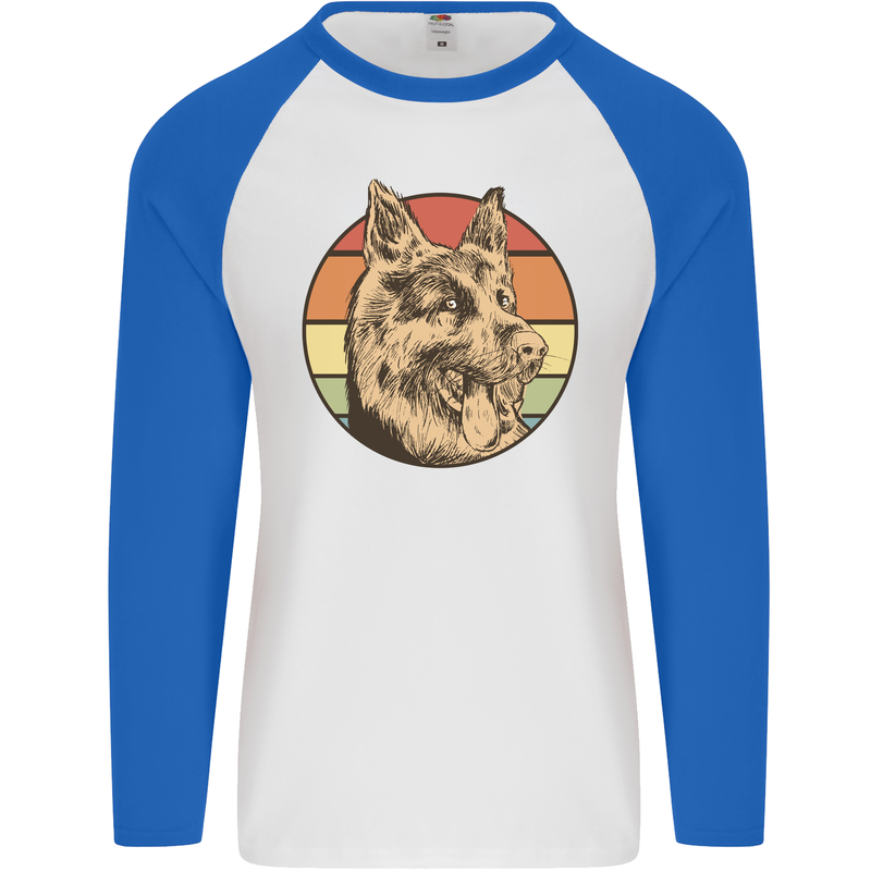A German Shepherd Dad Mens L/S Baseball T-Shirt White/Royal Blue