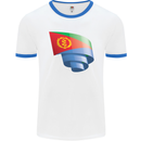 Curled Eritrean Flag Eritrea Flag Day Football Mens Ringer T-Shirt White/Royal Blue