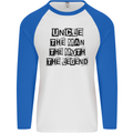 Uncle the Man the Myth the Legend Mens L/S Baseball T-Shirt White/Royal Blue