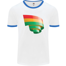 Curled Bolivia Flag Bolivian Day Football Mens Ringer T-Shirt White/Royal Blue