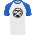 A Skull in Thorns Gothic Christ Jesus Mens S/S Baseball T-Shirt White/Royal Blue