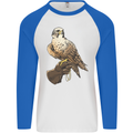 A Falcon Falconry Mens L/S Baseball T-Shirt White/Royal Blue