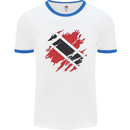 Torn Trinidad and Tobago Day Football Mens Ringer T-Shirt White/Royal Blue
