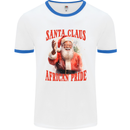 Black Santa Claus African Pride Christmas Mens Ringer T-Shirt White/Royal Blue