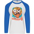 Still Smiling Funny Emoji Exhausted Tired Mens L/S Baseball T-Shirt White/Royal Blue