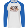 Sloth Board Games Funny Mens L/S Baseball T-Shirt White/Royal Blue