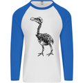 A Dodo Skeleton Mens L/S Baseball T-Shirt White/Royal Blue
