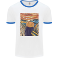 Pumpkin Scream Painting Halloween Mens Ringer T-Shirt White/Royal Blue