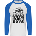 Bigger Toys Older Boys Off Roading Road 4x4 Mens L/S Baseball T-Shirt White/Royal Blue