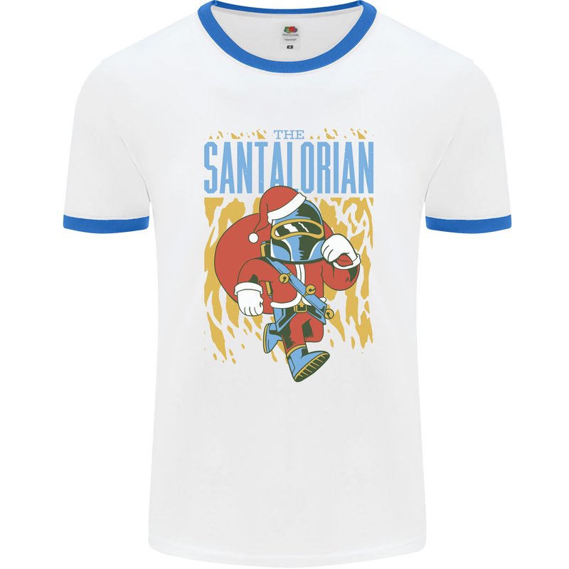 Santalorian Funny Christmas Parody Xmas Mens Ringer T-Shirt White/Royal Blue