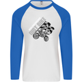 Motocross Dirt Bike MotoX Scrambling Mens L/S Baseball T-Shirt White/Royal Blue