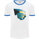 Curled Bahamas Flag Bahamians Day Football Mens Ringer T-Shirt White/Royal Blue