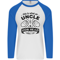 An Uncle Nob Head Looks Like Uncle's Day Mens L/S Baseball T-Shirt White/Royal Blue