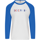 Science Symbols Physics Chemistry Biology Mens L/S Baseball T-Shirt White/Royal Blue