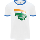 Curled India Flag Indian Day Football Mens Ringer T-Shirt White/Royal Blue