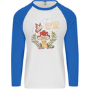 Respect the Soil Frog Climate Change Hippy Mens L/S Baseball T-Shirt White/Royal Blue
