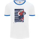 An Ice Hockey Player Mens Ringer T-Shirt White/Royal Blue