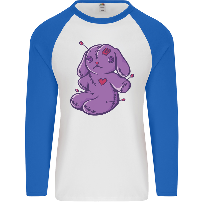 A Voodoo Doll Rabbit Mens L/S Baseball T-Shirt White/Royal Blue