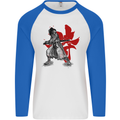 Samurai Spirit MMA Mixed Martial Arts Mens L/S Baseball T-Shirt White/Royal Blue