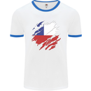 Torn Chile Flag Chilean Day Football Mens Ringer T-Shirt White/Royal Blue