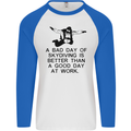 A Bad Day of Skydiving Para Skydiving Mens L/S Baseball T-Shirt White/Royal Blue