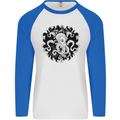 An Octopus in the Deep Ocean Sailing Sailor Mens L/S Baseball T-Shirt White/Royal Blue