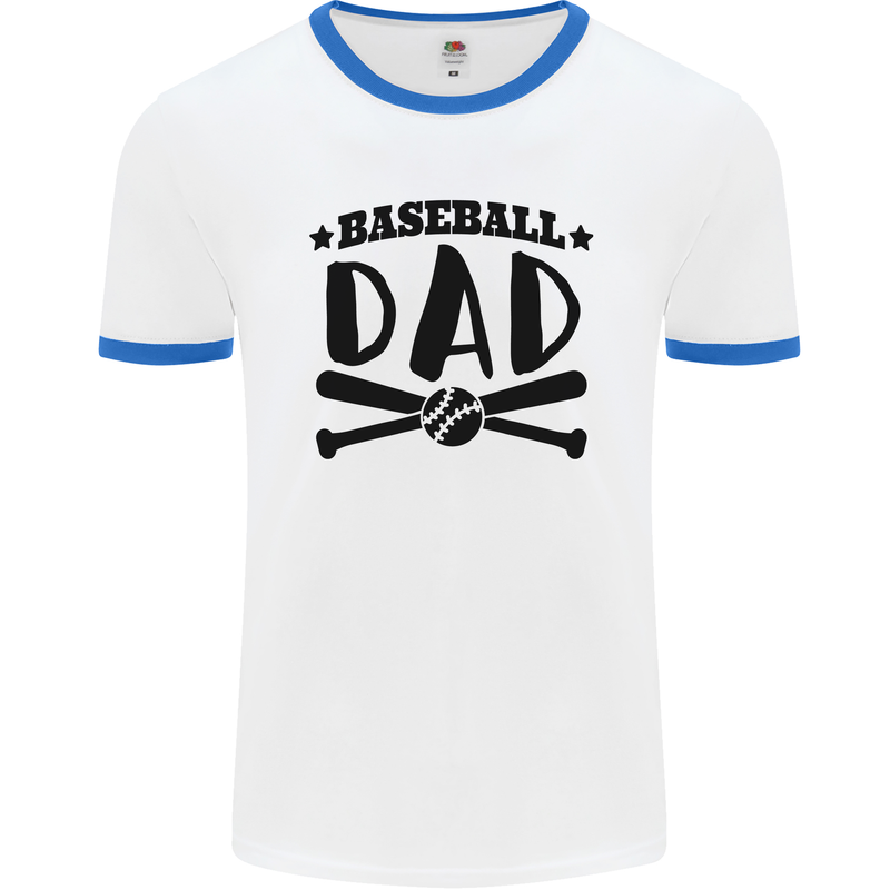 Fathers Day Baseball Dad Funny Mens Ringer T-Shirt White/Royal Blue