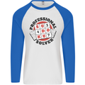 Professional Sudoku Solver Funny Mens L/S Baseball T-Shirt White/Royal Blue